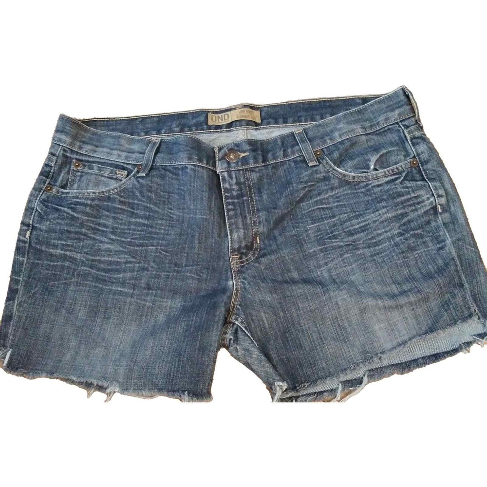 Old Navy Jean Shorts Womens 14 Dark Wash Denim Cut Off Mid Rise Casual Stretch